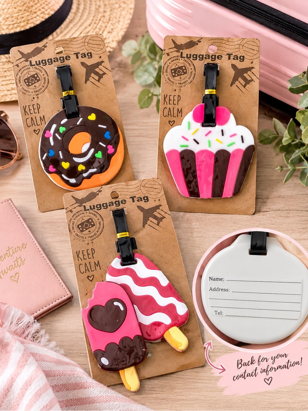 Sweet treats 🧁 luggage tags! Contact information